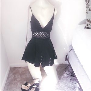 Black Crochet Romper